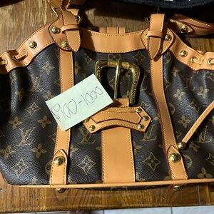 Louis Vuitton Brown and Gold Shoulder Bag with Iconic Monogram